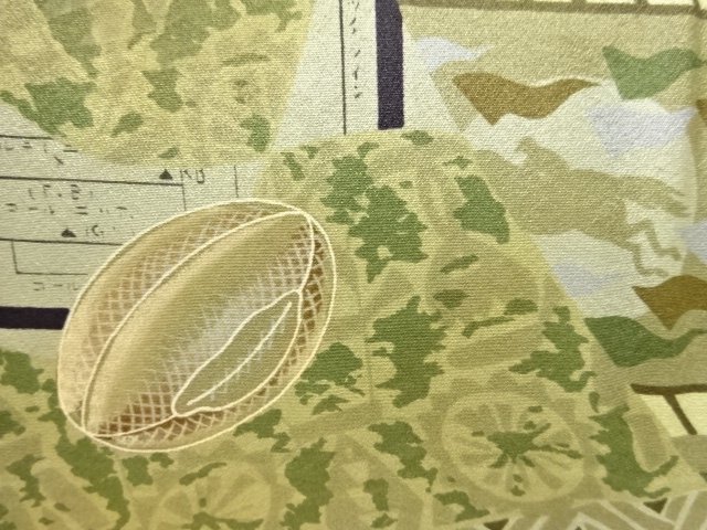  アンティーク　競技模様肩裏紋付羽二重男物羽織